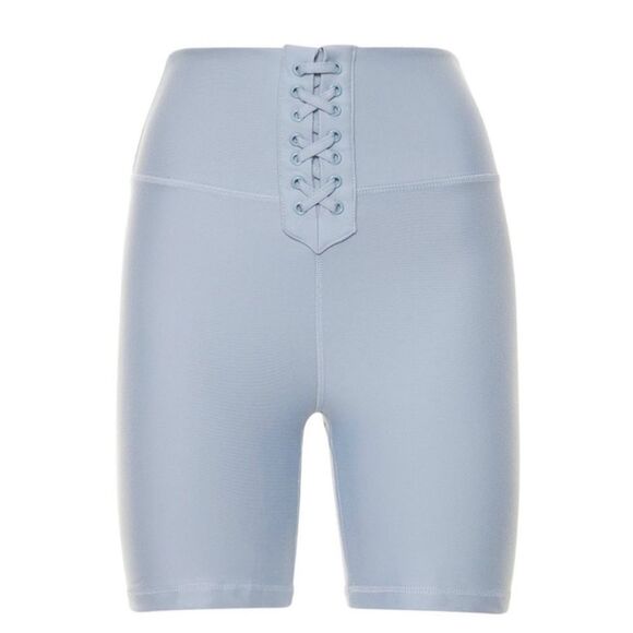 WeWoreWhat Lace Up Biker Short Solid Dusty Blue Size Small NWT - Picture 5 of 7